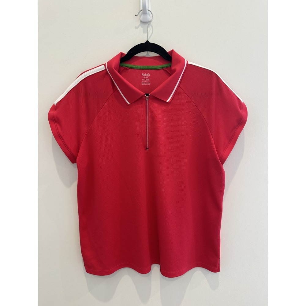 Rafaella Weekend Red Quarter Zip Polo Shirt Womens XL Short Sleeve Golf Top